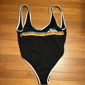 Hobie Black Swimsuit with Rainbow Stripes